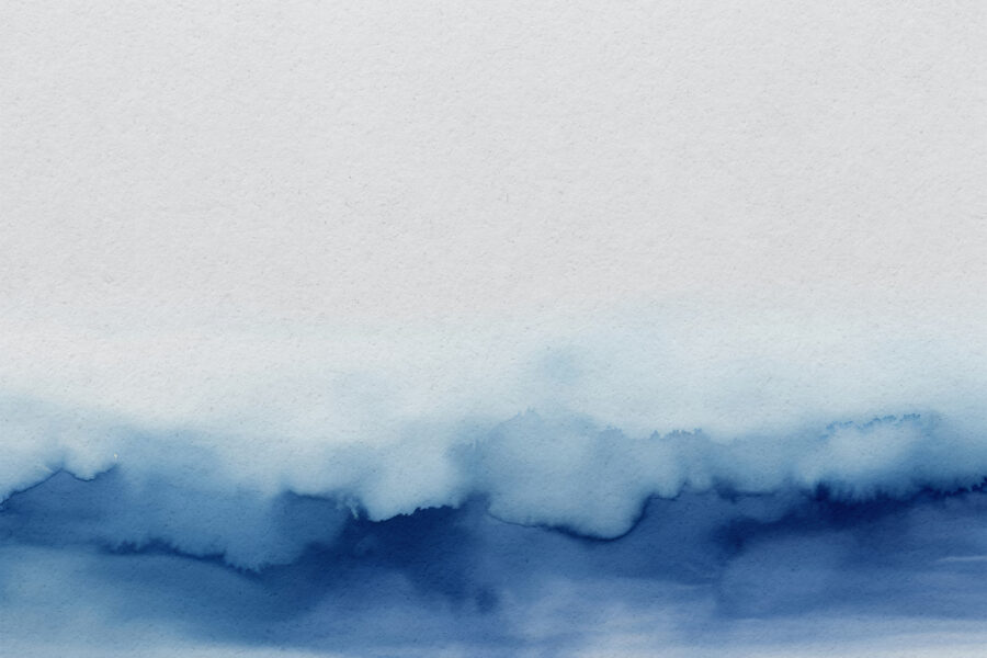 A blue and white watercolor