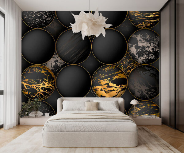 Elegant orbs with metallic splashes Elegant orbs with metallic splashes