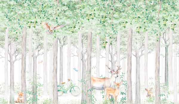 A painting of animals in a forest A painting of animals in a forest