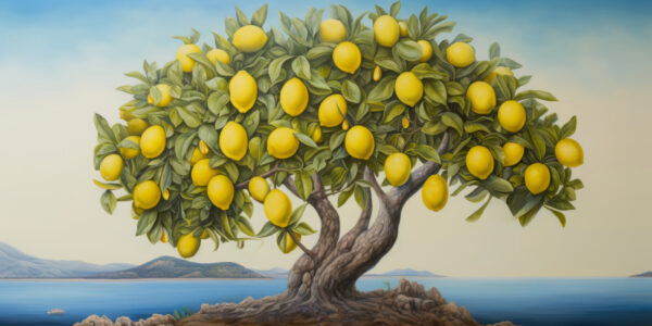 A lemon tree with fruits on it A lemon tree with fruits on it