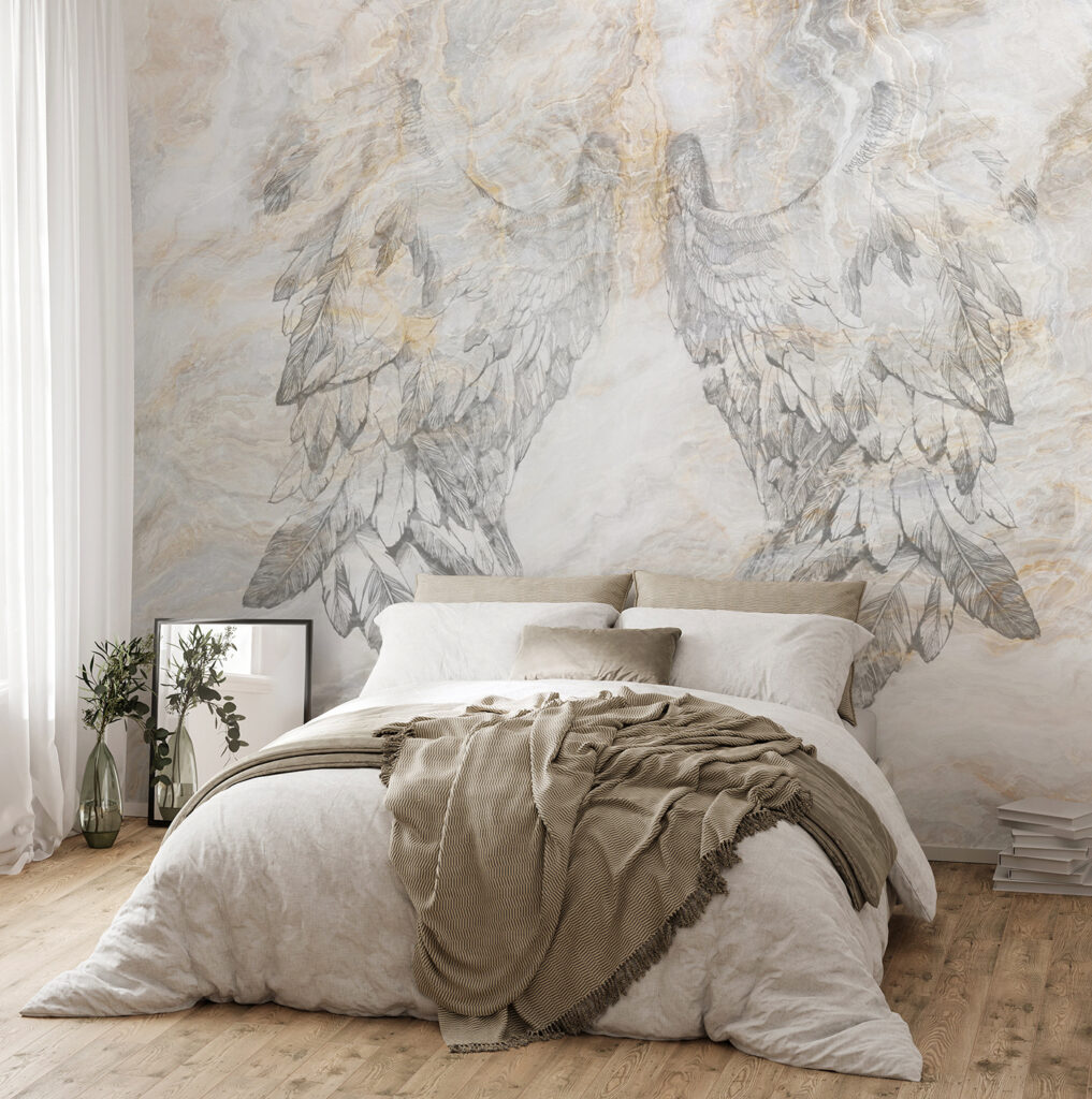 A drawing of wings on a marble surface A drawing of wings on a marble surface
