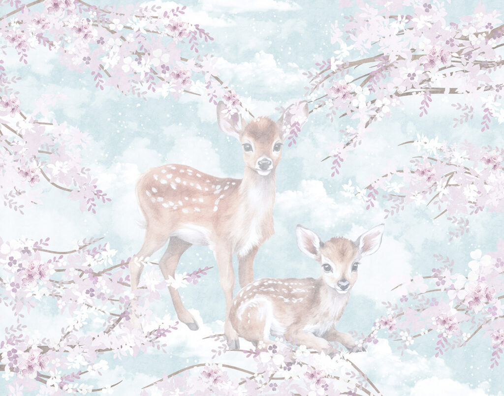 A couple of fawns in a tree A couple of fawns in a tree
