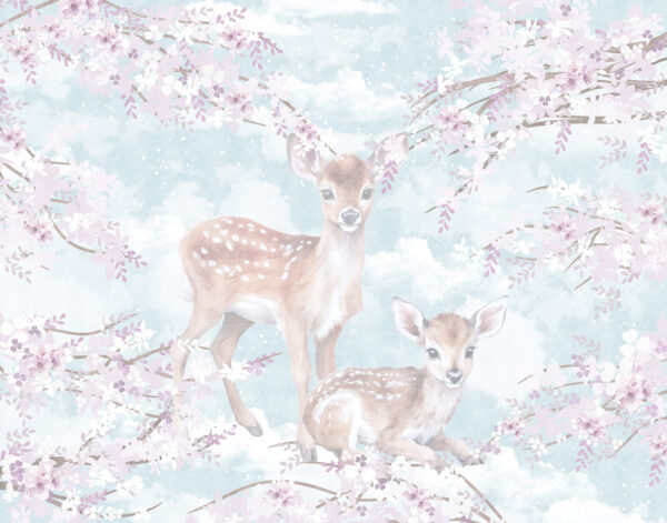 A couple of fawns in a tree A couple of fawns in a tree