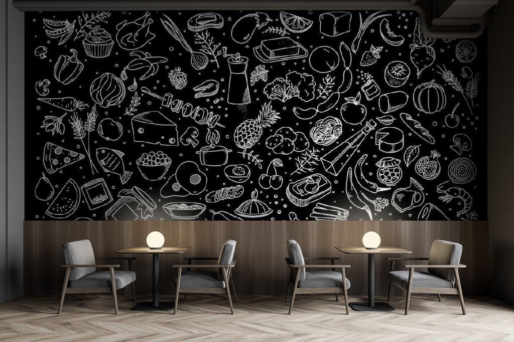 A black and white drawing of food A black and white drawing of food