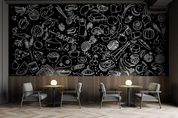 A black and white drawing of food A black and white drawing of food