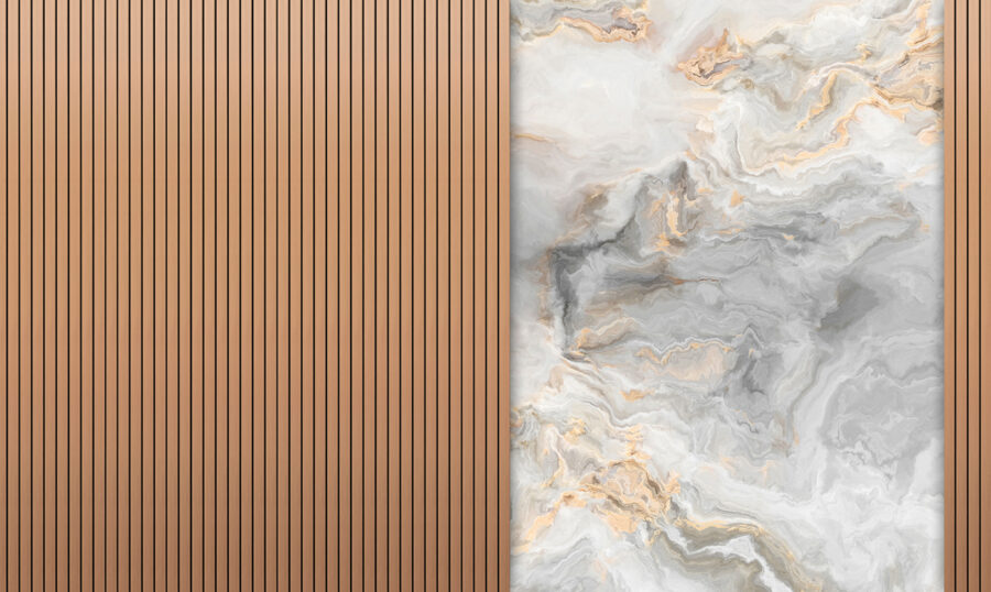 A marble and wood paneling