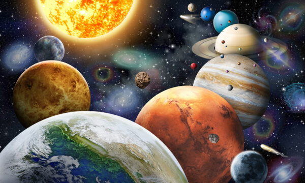 Planets and stars in space Planets and stars in space