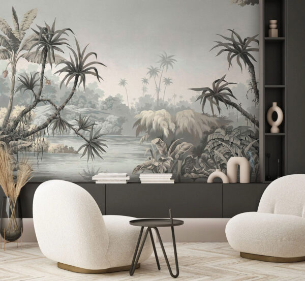 A wallpaper with a river and trees Wall murals A wallpaper with a river and trees