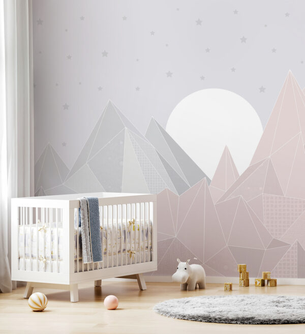 A mountain range with a moon A mountain range with a moon