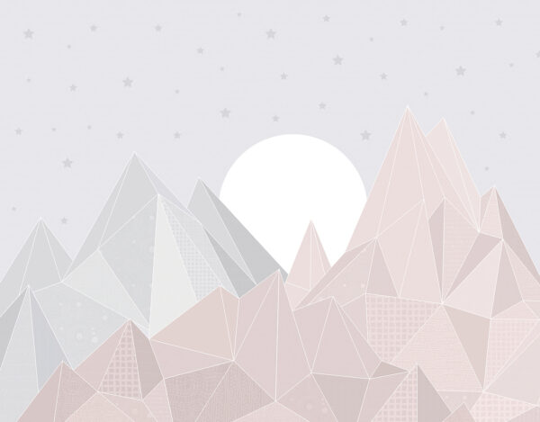 A mountain range with a moon A mountain range with a moon