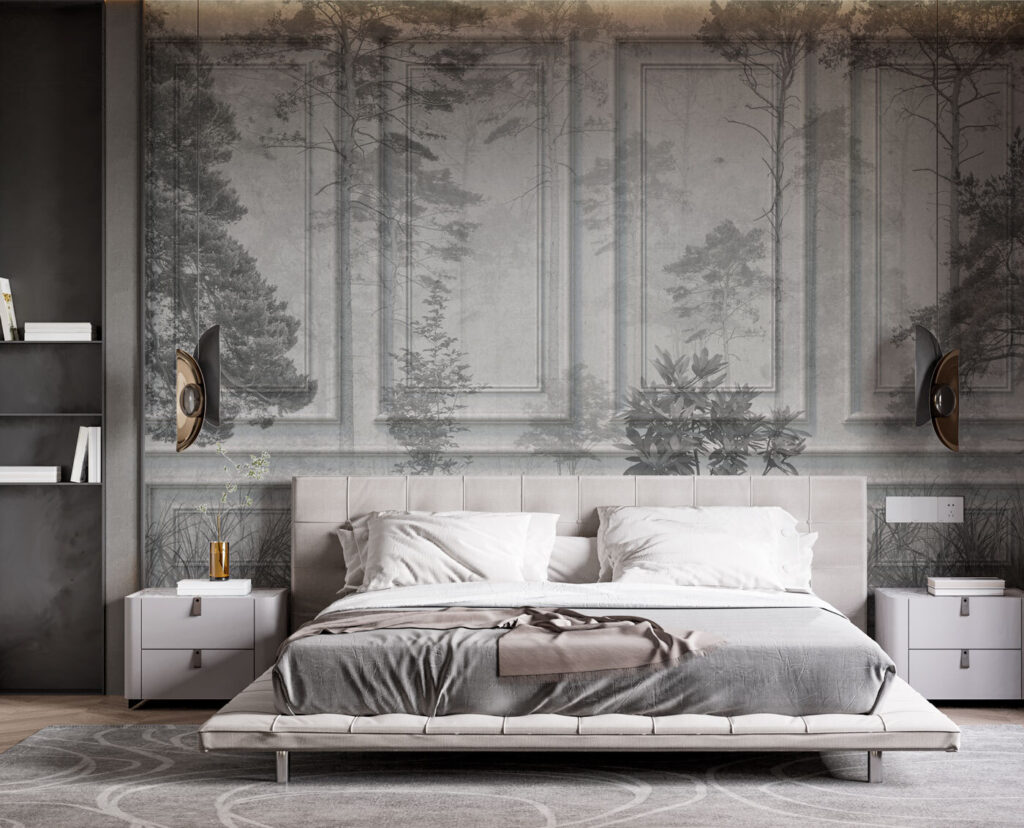 Wall with trees and grass