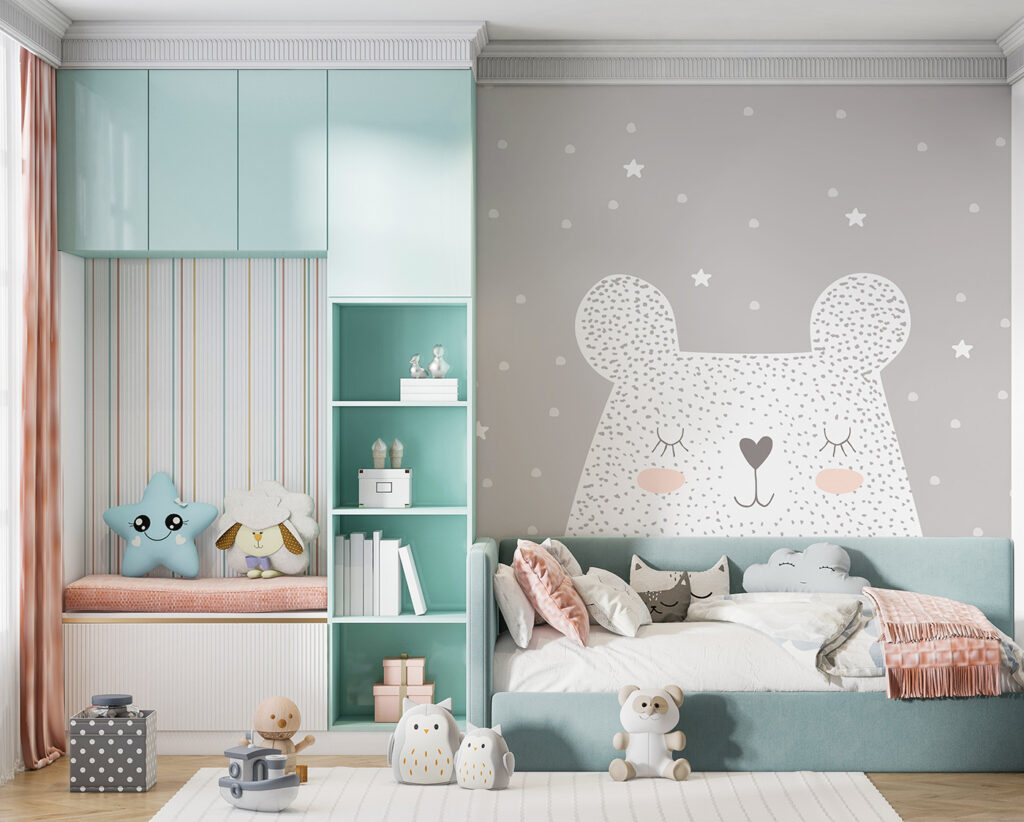 A white bear with dots and stars A white bear with dots and stars