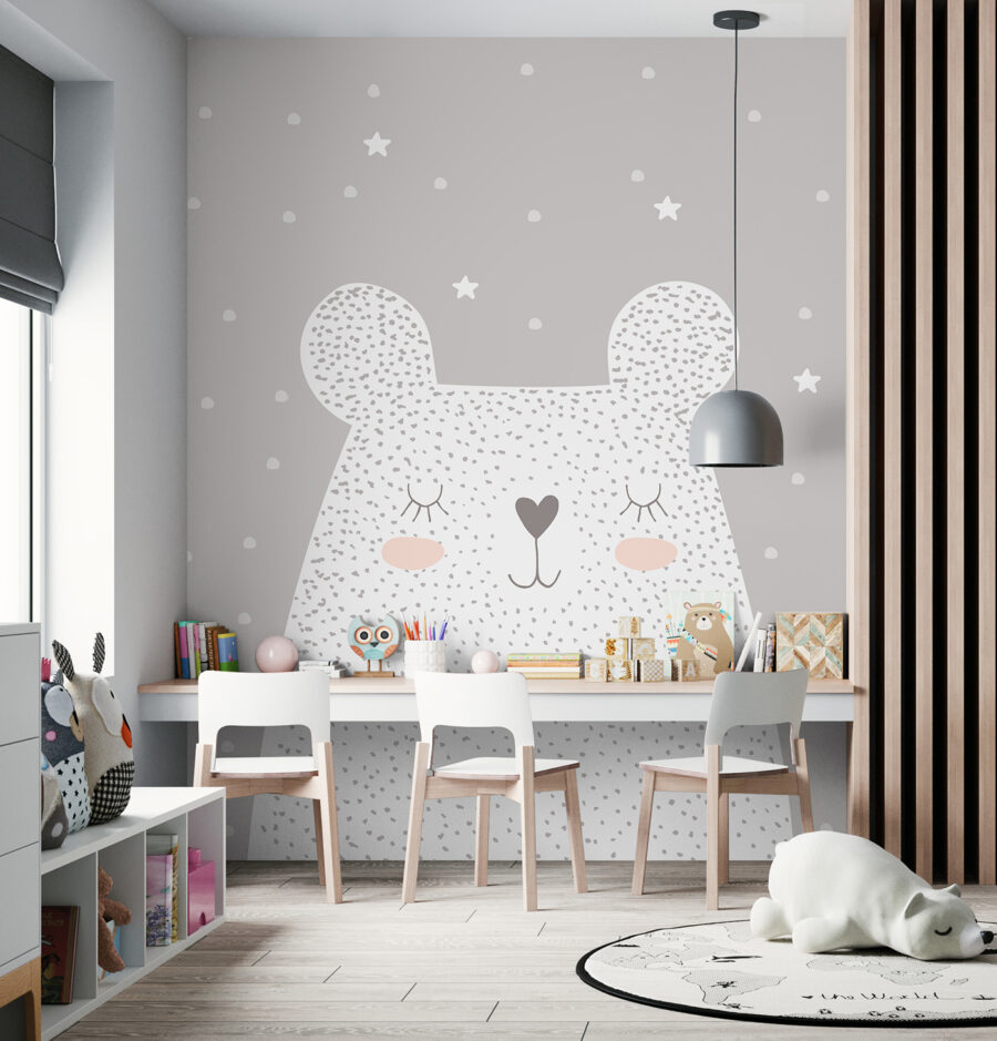 A white bear with dots and stars