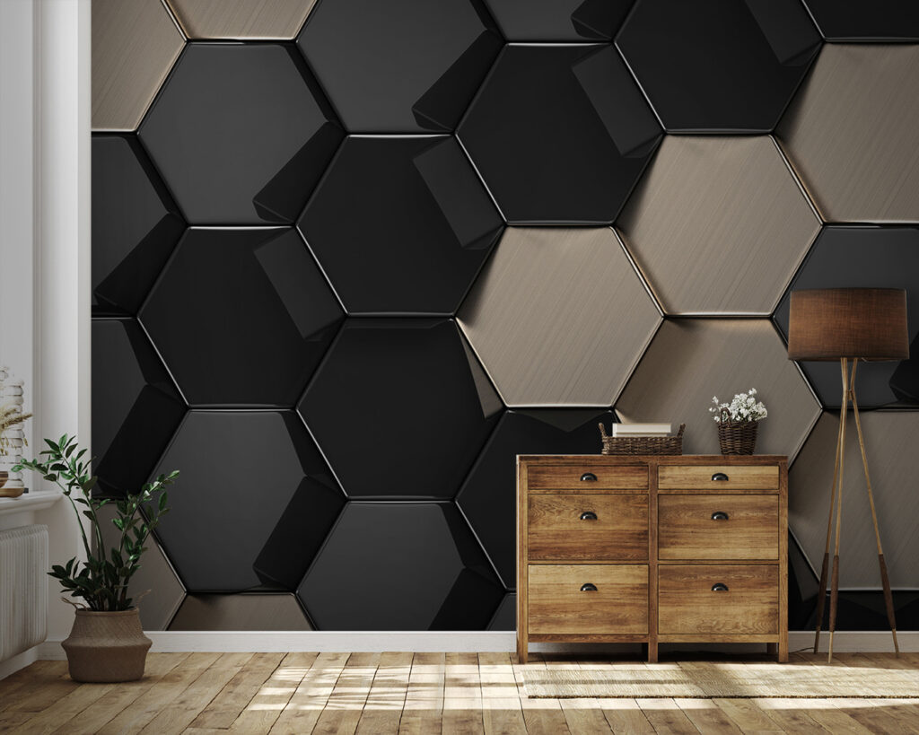 Hexagonal pattern in black and beige Hexagonal pattern in black and beige