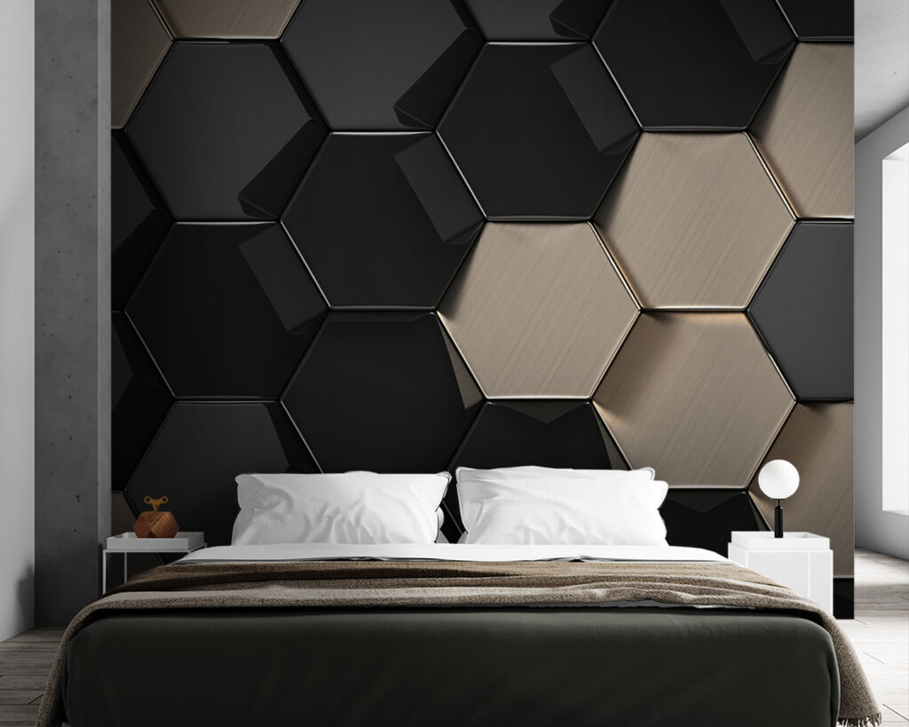 Hexagonal pattern in black and beige Hexagonal pattern in black and beige