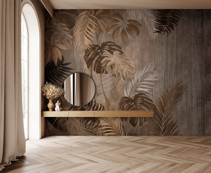 Wall murals Wallpaper with leaves - Image 2