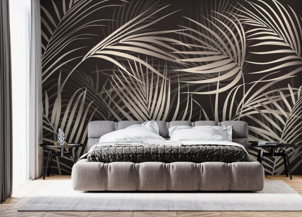 Elegant palm leaves on a dark backdrop. Elegant palm leaves on a dark backdrop.