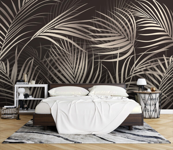 Elegant palm leaves on a dark backdrop. Elegant palm leaves on a dark backdrop.
