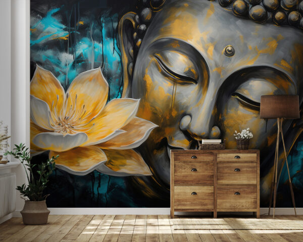 Painting of a face and a flower Painting of a face and a flower