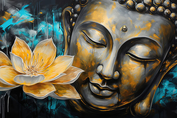 Painting of a face and a flower Painting of a face and a flower
