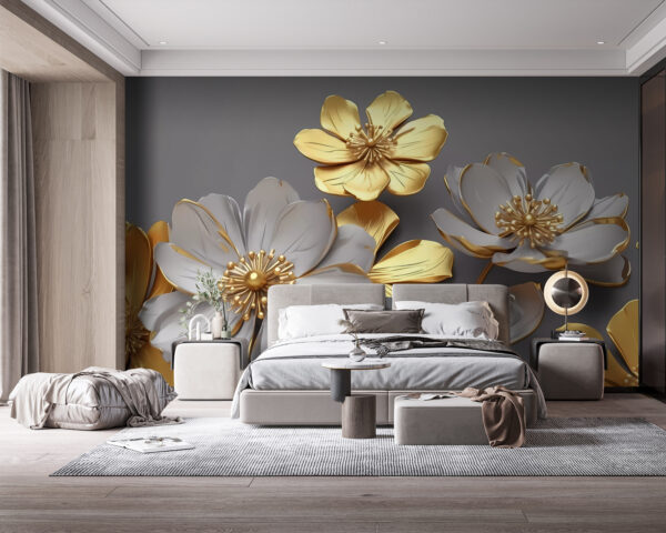 Group of flowers on a gray background Group of flowers on a gray background