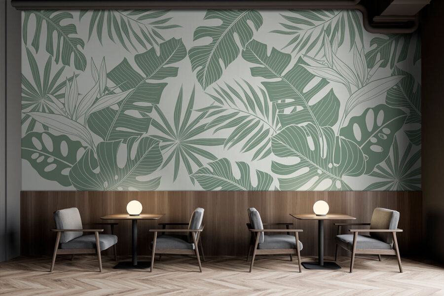 Pattern of leaves on a white background