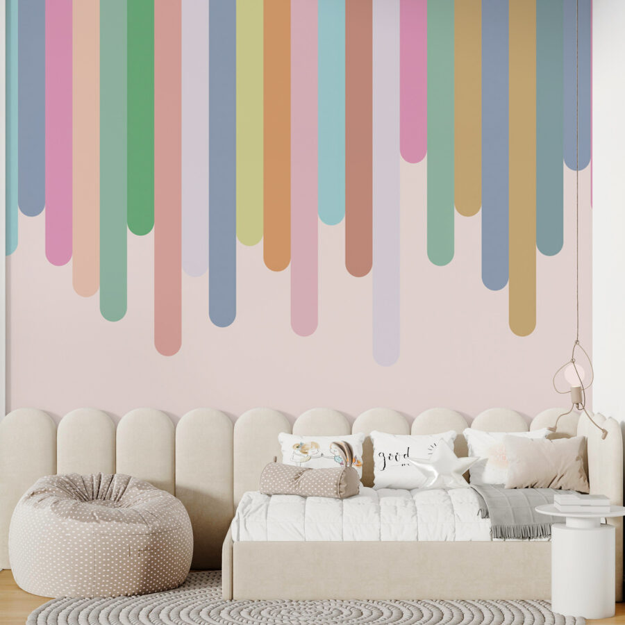 Colorful vertical lines on a white background