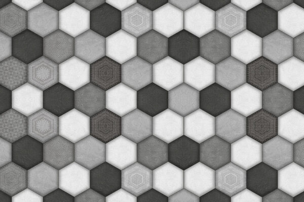 Geometric hexagonal pattern in grayscale. Geometric hexagonal pattern in grayscale.