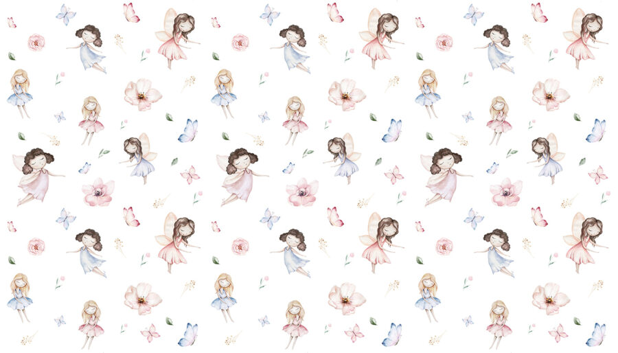 Pattern of fairies and butterflies