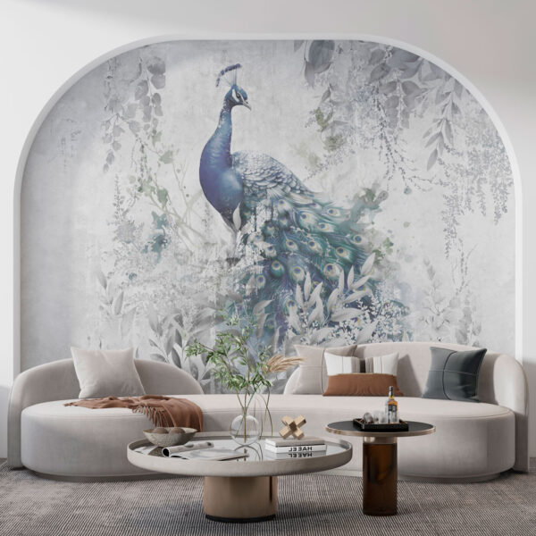 Peacock with feathers on a white background u96727pig1 600x600 - Peacock with feathers on a white background