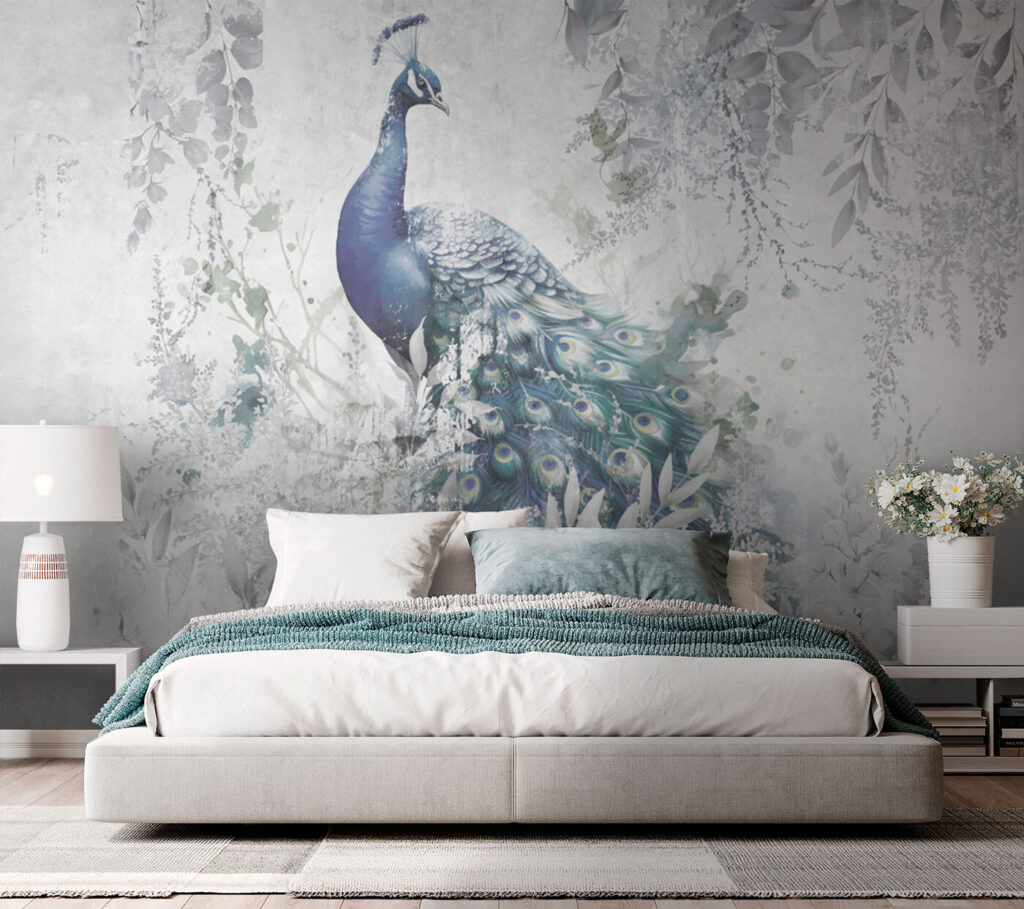 Peacock with feathers on a white background u96727pib1m 1024x909 - Peacock with feathers on a white background