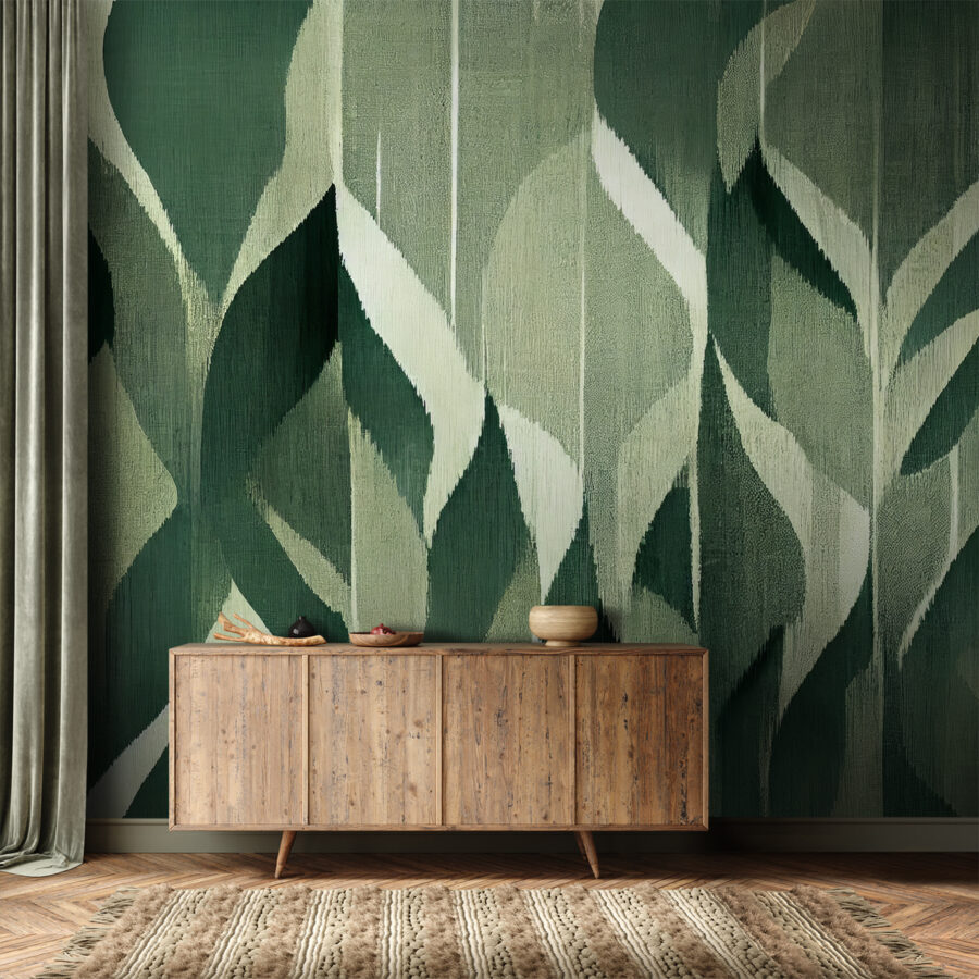 Intricate leaves in soothing green hues.