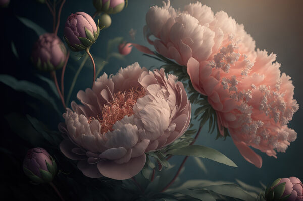 Delicate peonies in soft colors. Delicate peonies in soft colors.