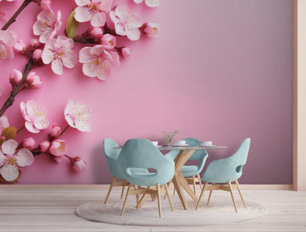 Group of pink flowers on a pink background