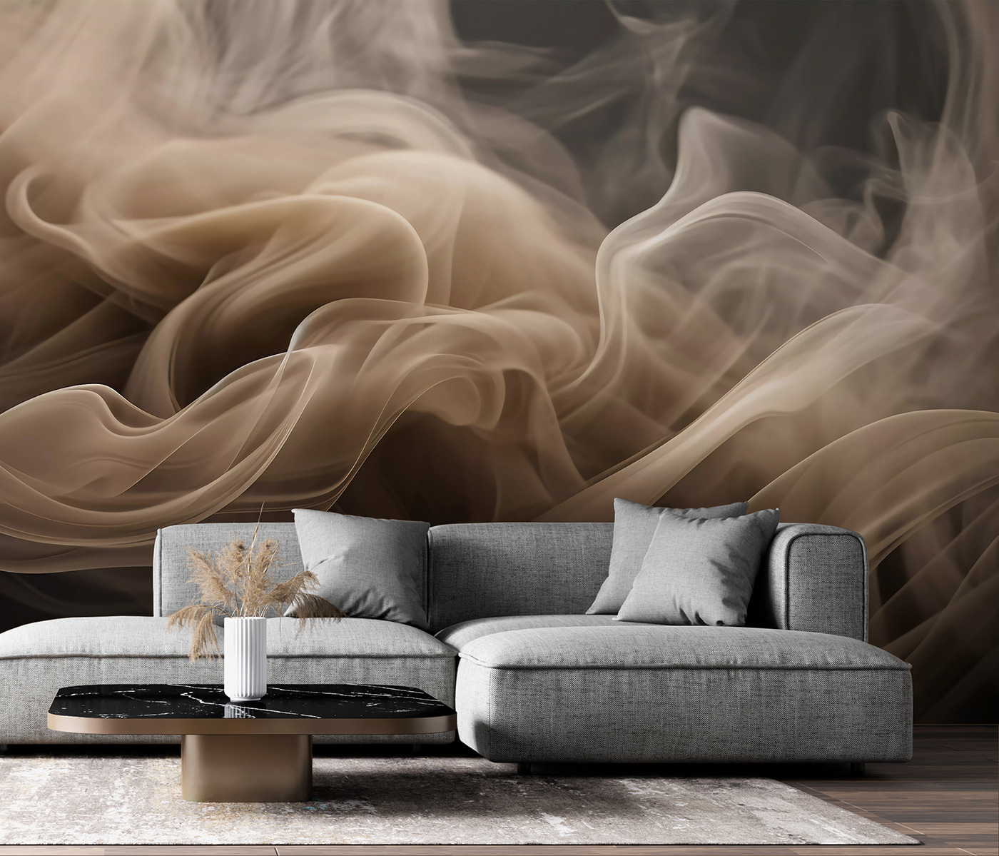 Flowing wisps of soft, muted hues.