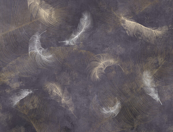 White feathers on a purple surface White feathers on a purple surface