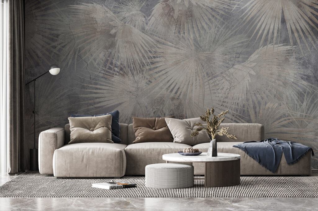 Wallpaper with palm leaves