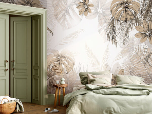 Tropical leaves in soft neutral tones. Tropical leaves in soft neutral tones.