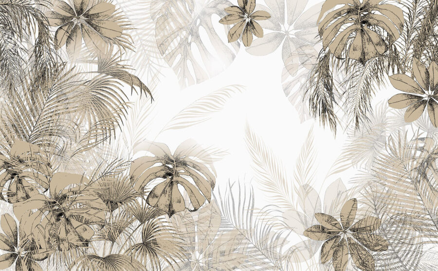 Tropical leaves in soft neutral tones. Tropical leaves in soft neutral tones.