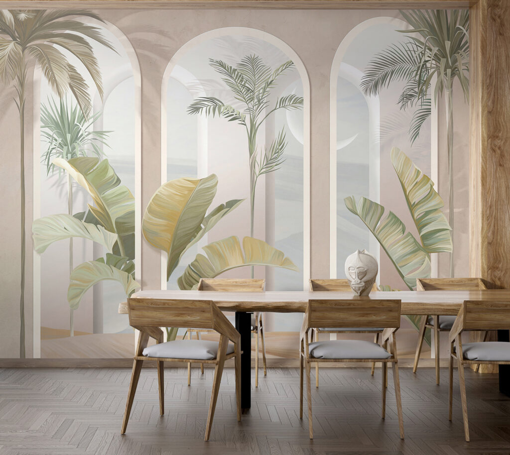 Wall mural of a room with palm trees u96402pik1 1024x914 - Wall mural of a room with palm trees