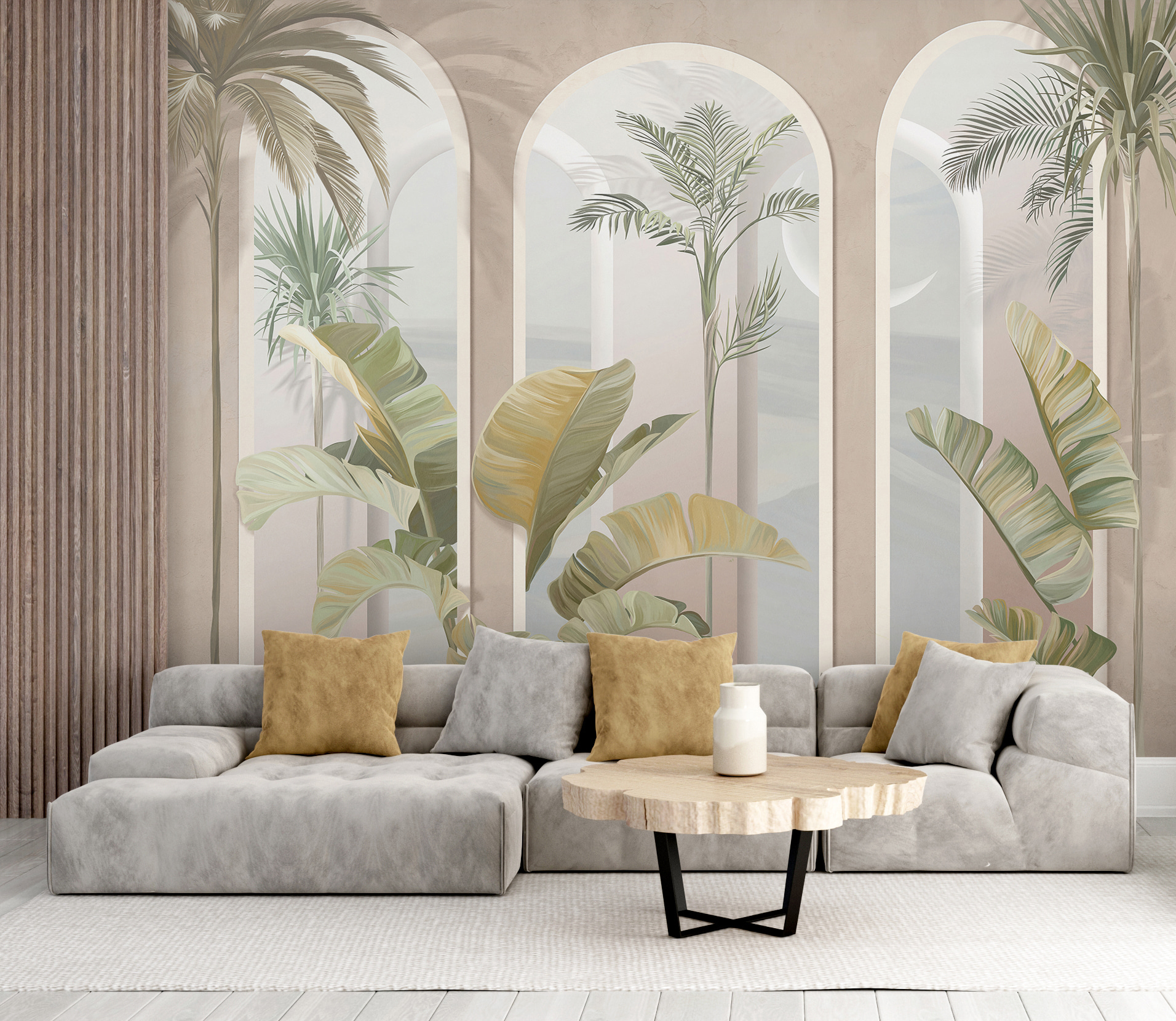 u96402pig4m - Wall mural of a room with palm trees