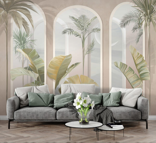 Wall mural of a room with palm trees u96402pig3 600x551 - Wall mural of a room with palm trees