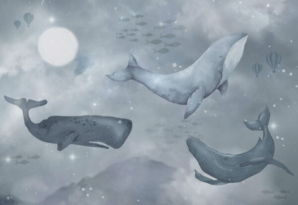 Group of whales swimming in the ocean Group of whales swimming in the ocean