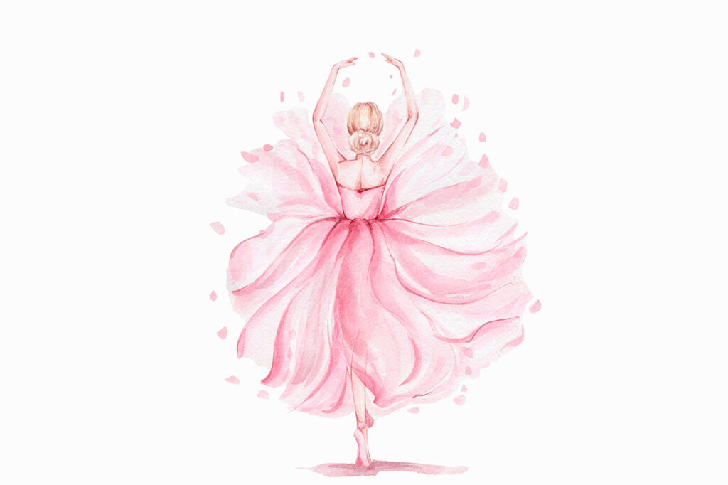 Watercolor of a woman in a pink dress Watercolor of a woman in a pink dress