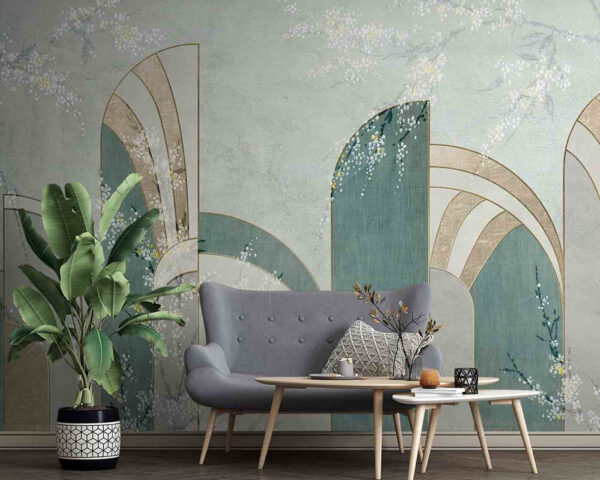 Wallpaper with flowers and archs Wallpaper with flowers and archs