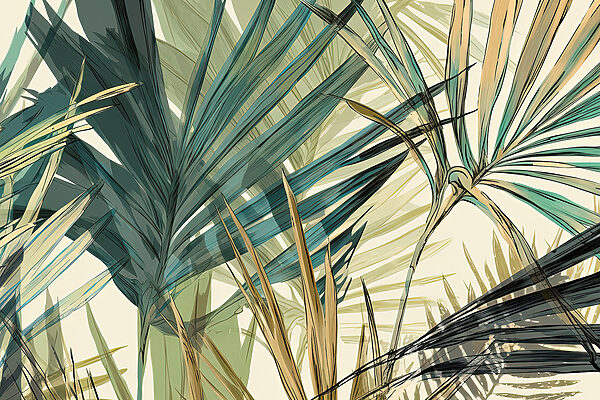 Tropical leaves in soft hues. Tropical leaves in soft hues.