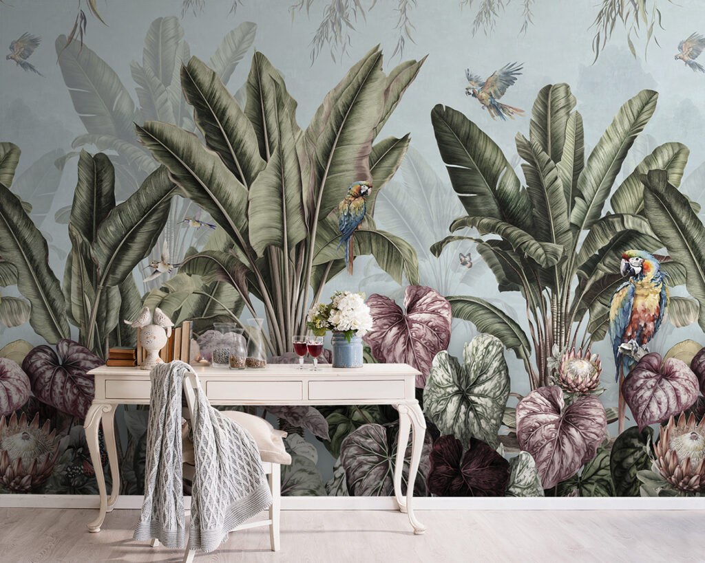 u96259pig5 1024x819 - Wallpaper with tropical plants and birds - tegory