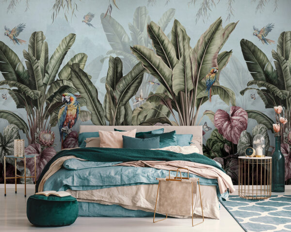 Wallpaper with tropical plants and birds u96259pib111 600x480 - Wallpaper with tropical plants and birds - tegory