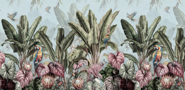 Wallpaper with tropical plants and birds u96259p 600x291 - Wallpaper with tropical plants and birds - tegory