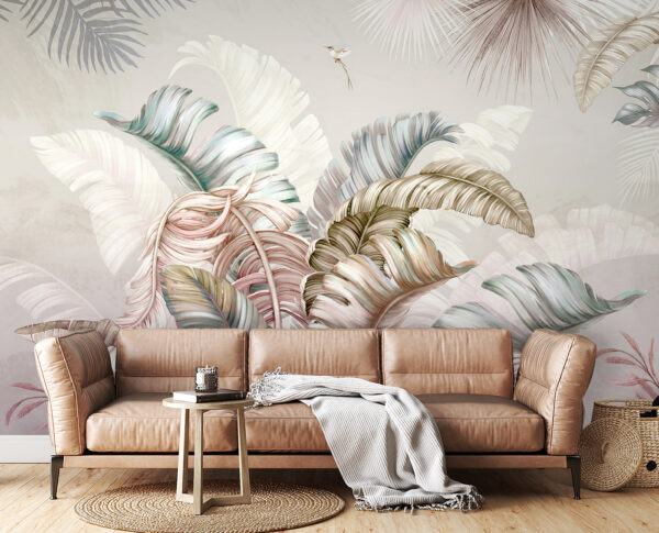 Tropical foliage with delicate birds. Tropical foliage with delicate birds.